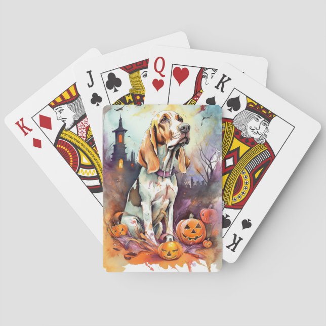 Jeu De Cartes Halloween Basset Hound Avec Crainte Citrouille (dos)