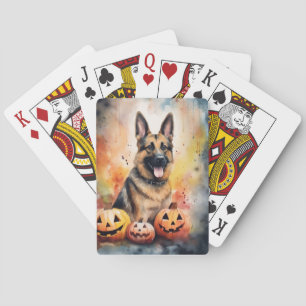 Jeu De Cartes Halloween berger allemand avec la peur Citrouille