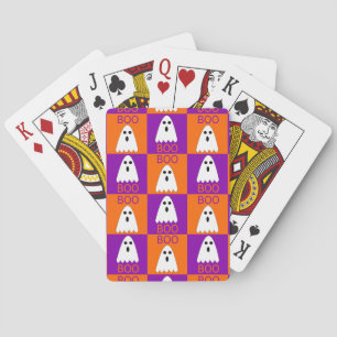 Jeu De Cartes Halloween Boo Ghost Purple et Carrés orange