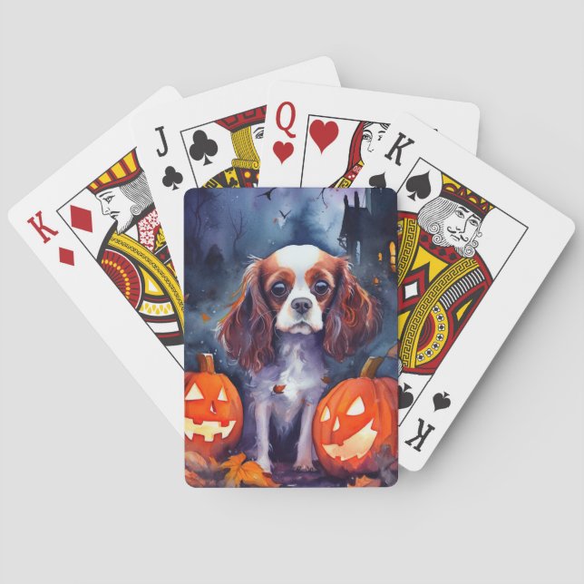 Jeu De Cartes Halloween Cavalier King Charles Citrouille espagno (dos)