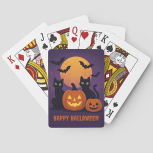 Jeu De Cartes Halloween éffrayant - Chats noirs et Citrouilles