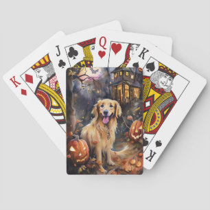 Jeu De Cartes Halloween Golden Retriever avec la peur Citrouille