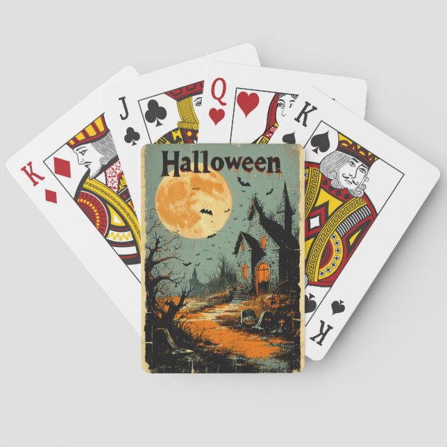 Jeu De Cartes Halloween Graphic - 1960s Poster Style (dos)