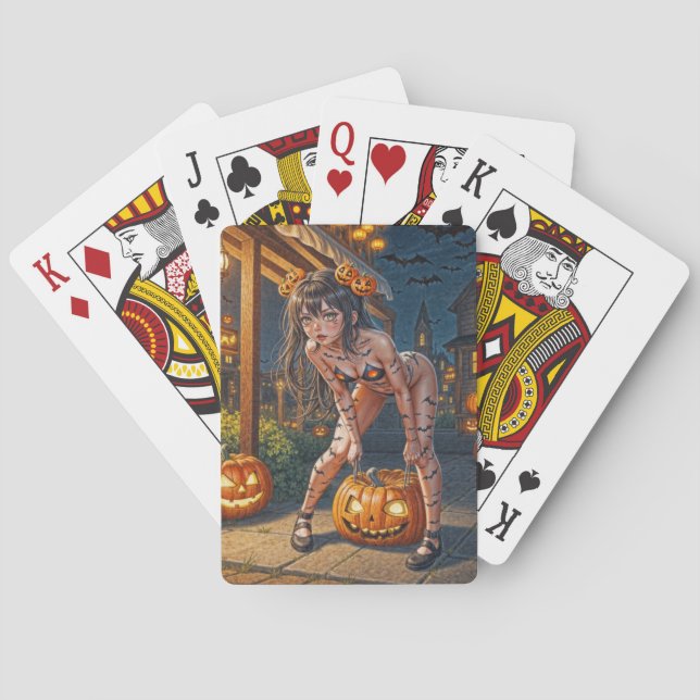 Jeu De Cartes Halloween Monster Jack-o-Lantern & Bat Vixen Girl (dos)