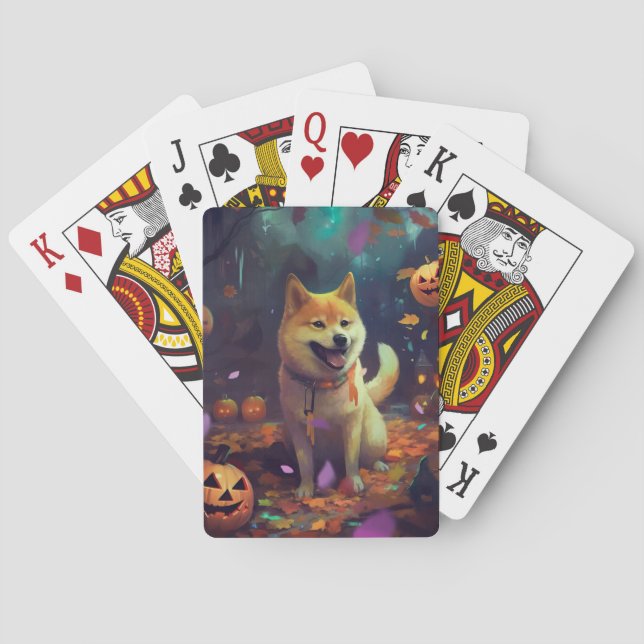 Jeu De Cartes Halloween Shiba Inu Avec La Peur Citrouille (dos)