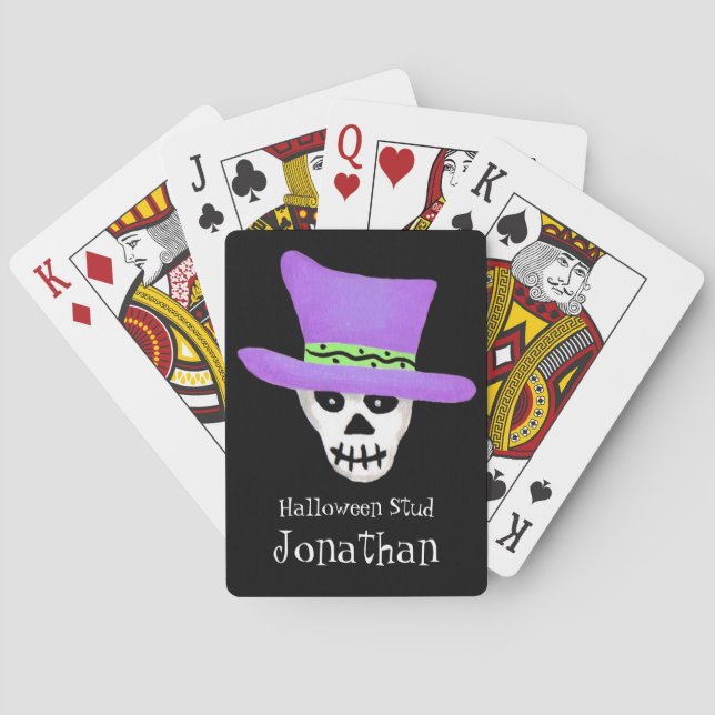 Jeu De Cartes Halloween Squelette Nom du crâne Whimy personnalis (dos)