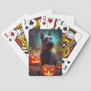 Jeu De Cartes Halloween Terrier écossais avec la peur Citrouille