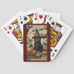 Jeu De Cartes Halloween vintage de chatte victorienne