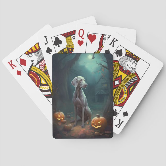 Jeu De Cartes Halloween Weimaraner avec la peur Citrouille (dos)