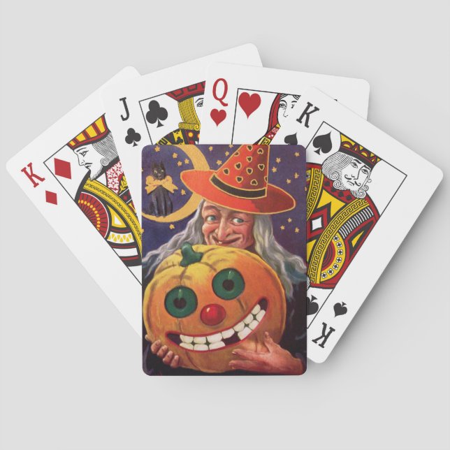 Jeu De Cartes Halloween Witch with Funny Pumpkin (dos)