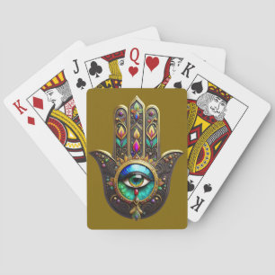 Jeu De Cartes Hamsa Brun Coloré Troisième Oeil Arc-en-ciel