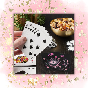 Jeu De Cartes Hamsa main avec le mal oeil et les coeurs rose sur