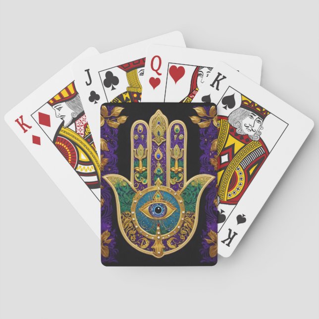 Jeu De Cartes Hamsa Troisième Œil Orné Or (dos)