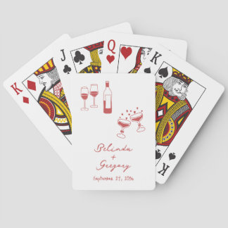 Jeu De Cartes Hand Drawn Maroon Illustrations Doodles Wedding