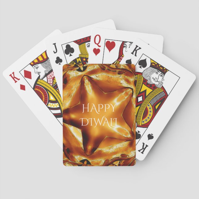 Jeu De Cartes Happy Diwali Greeting Gold Copper Shiny Star (dos)