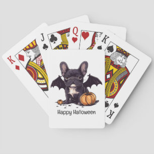 Jeu De Cartes Happy Halloween Français Bulldog Bat Wings Citroui