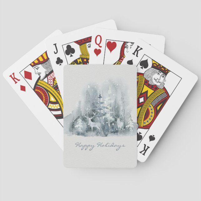 Jeu De Cartes Happy Holidays Deer Winter Scene Script Holiday (dos)