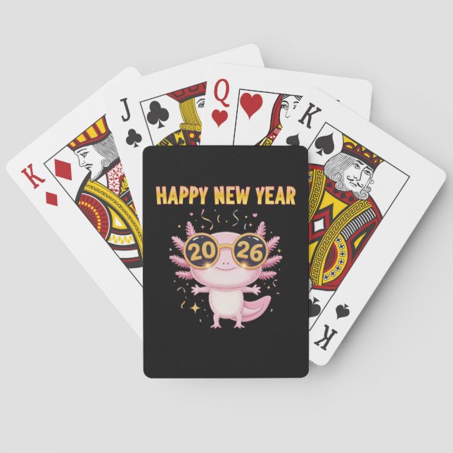Jeu De Cartes Happy New Year 2026 Axolotl  Cute Party (dos)