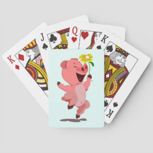 Jeu De Cartes Happy Piglet with Daisy Flower Playing Cards