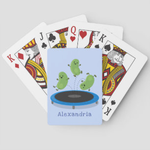 Jeu De Cartes Haricots verts mignons sur dessin animé trampoline