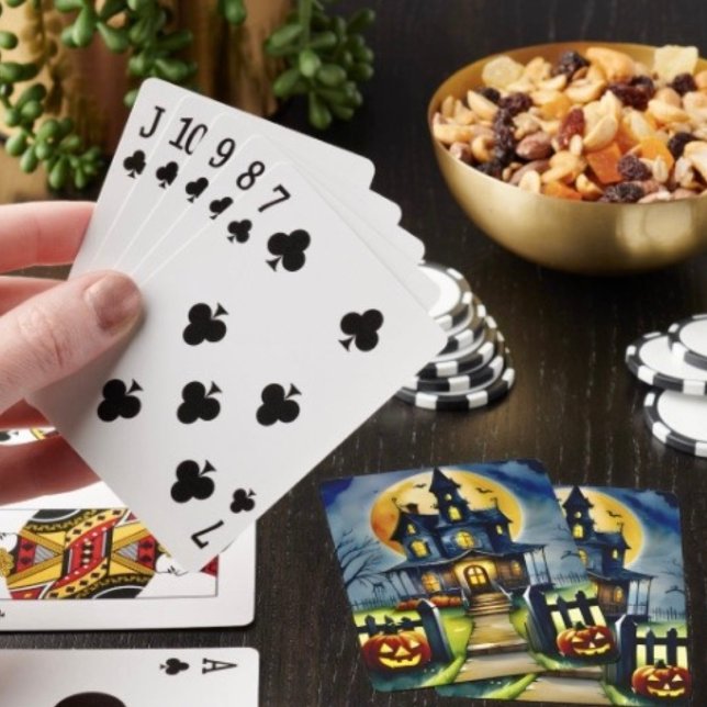 Jeu De Cartes Haunted Hollow & Moon (Poker cards easy to shuffle, smooth card stock. Dimensions: 2.5" x 3.5”. 

)