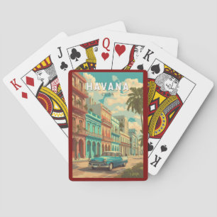 Jeu De Cartes Havana Cuba Illustration Voyage Art Vintage