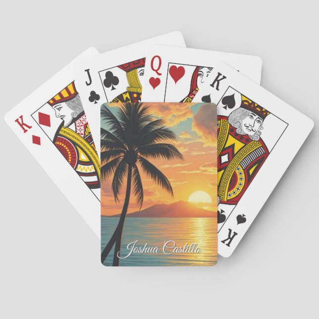 Jeu De Cartes Hawaii Sunset Calligraphy Simple Professional Name (dos)
