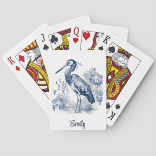 Jeu De Cartes Herbe d'art de style Delft bleu et blanc avec fleu