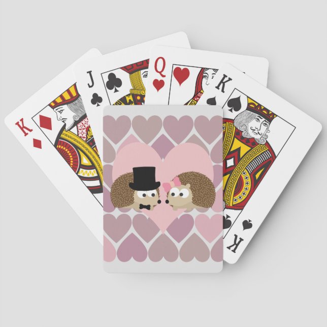 Jeu De Cartes Hérisson Amour avec les Coeurs (dos)