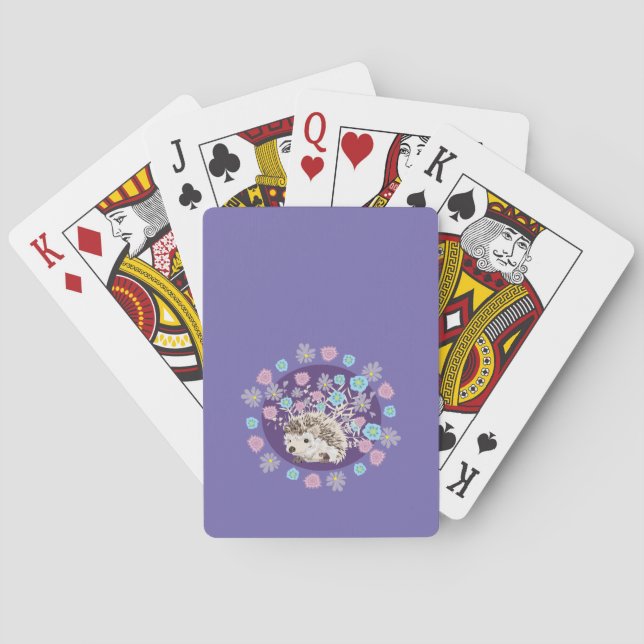 Jeu De Cartes Hérisson et fleurs (dos)