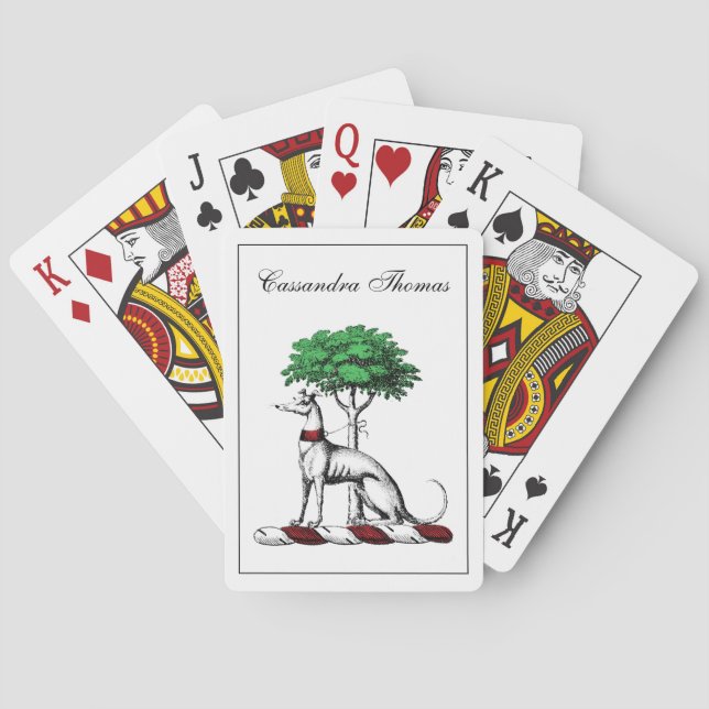 Jeu De Cartes Héritier de Greyhound Whippet avec arbre héraldiqu (dos)
