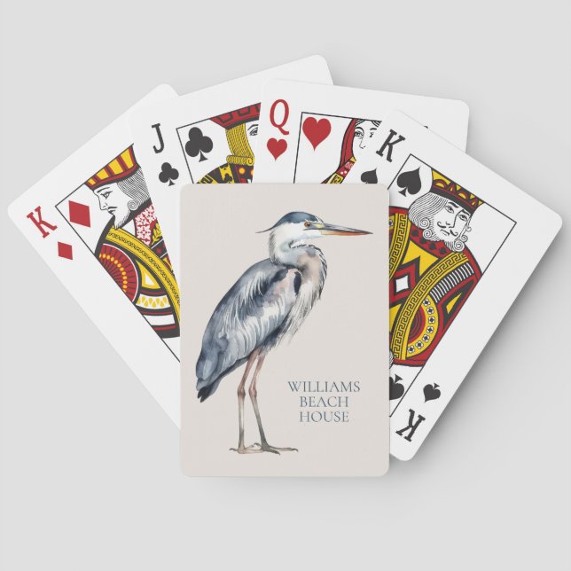 Jeu De Cartes Héron bleu côtier personnalisé (dos)