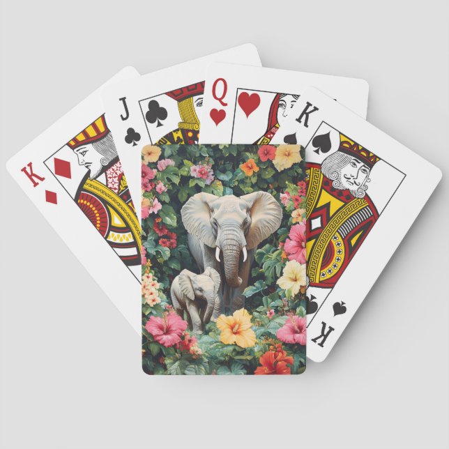 Jeu De Cartes Hibiscus des éléphants et du veau (dos)