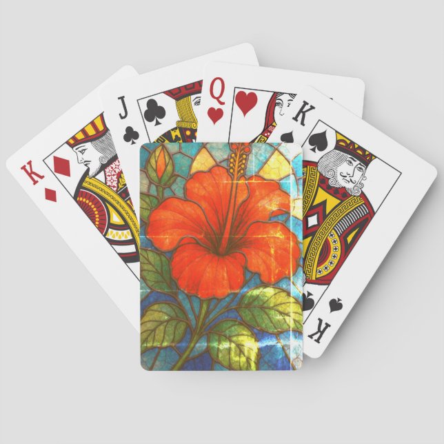 Jeu De Cartes Hibiscus en verre tendu (dos)