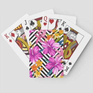 Jeu De Cartes Hibiscus tropical, feuilles de palmiers, géométriq