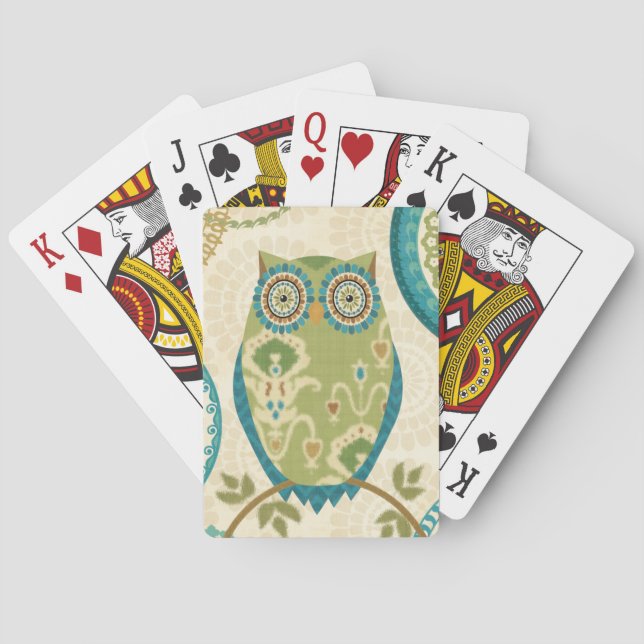Jeu De Cartes Hibou décoratif avec des conceptions circulaires (dos)