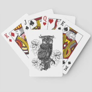 Jeu De Cartes Hibou gris Orchidées blanches