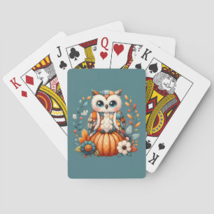 Jeu De Cartes Hibou Patchwork sur Citrouille — Cottagecore Autom