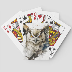 Jeu De Cartes Hibou Portrait animal Peinture de la faune Forêt f