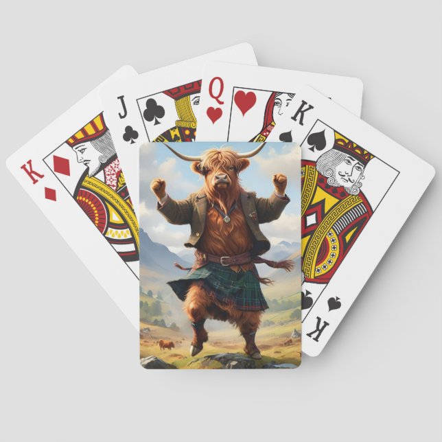 Jeu De Cartes Highland Cow Dansant Le Highland Fling, (dos)