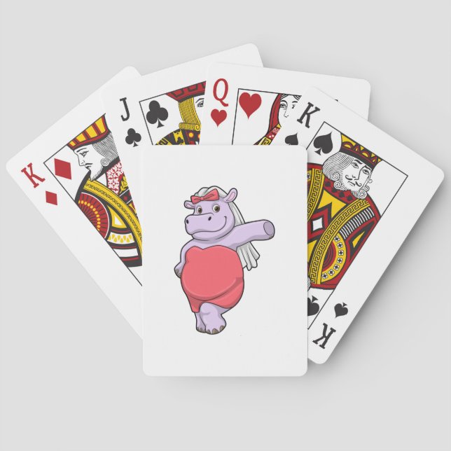 Jeu De Cartes Hippo en mariée avec Voile & Bow (dos)