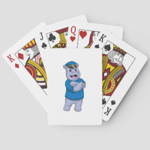 Jeu De Cartes Hippo en tant que policier avec casquette de polic