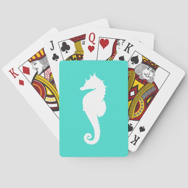 Jeu De Cartes Hippocampe turquoise et blanc (dos)