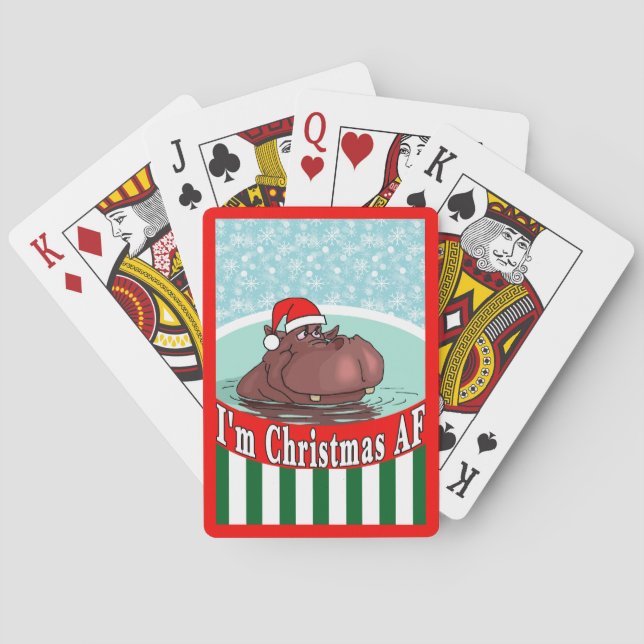 Jeu De Cartes Hippopotame de Noël dans un bain à remous - Noël A (dos)