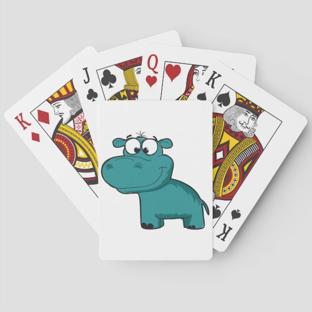 Jeu De Cartes Hippopotame heureux bleu (dos)