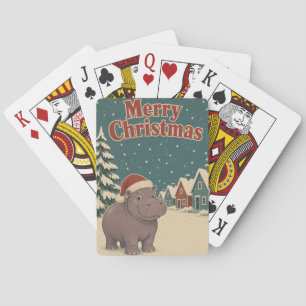 Jeu De Cartes Hippopotame Rangée de Neige Animal Noël