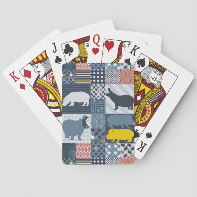 Jeu De Cartes Hippopotames Faux-Piqués (dos)