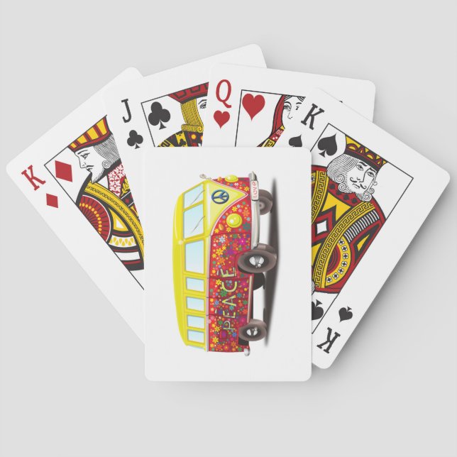 Jeu De Cartes Hippy Bus de la paix et de l'amour (dos)