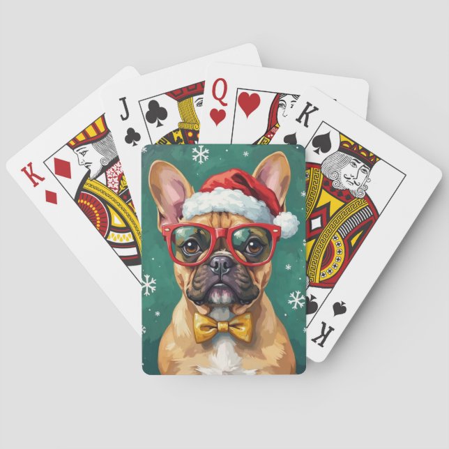 Jeu De Cartes Hipster French Bulldog Santa Glasses Modern  (dos)