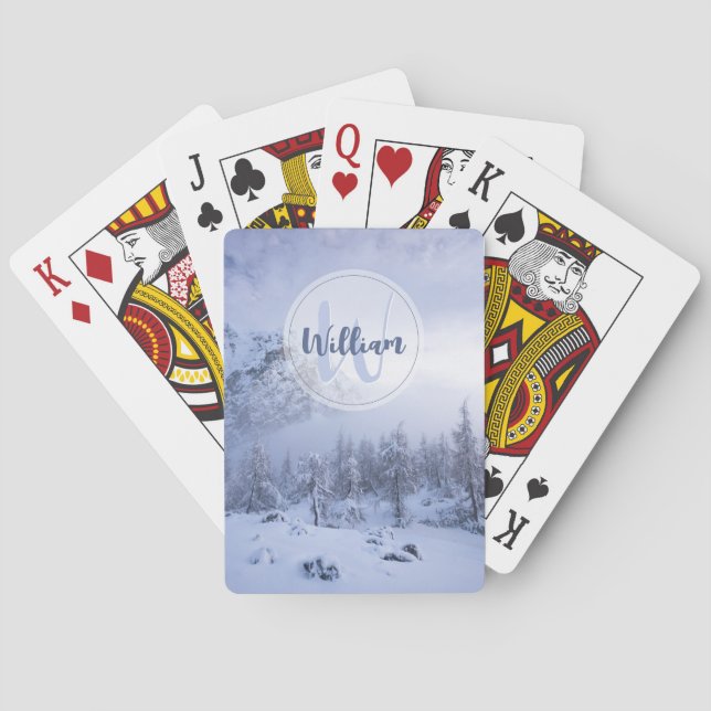 Jeu De Cartes Hiver merveilleux brouillard épinette forêt neige  (dos)